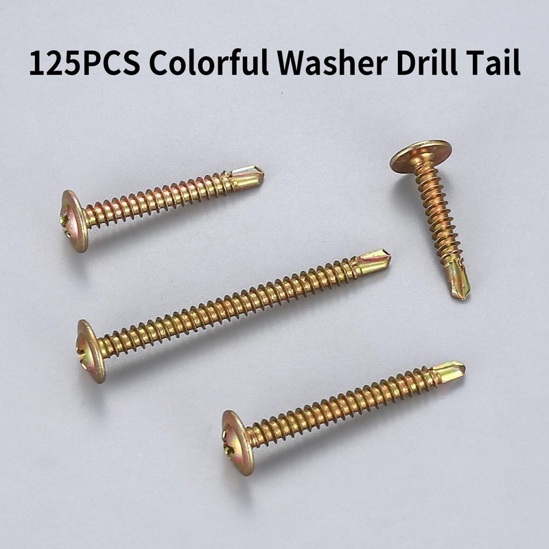 M4.2 Drilling Screws, Self-Drilling Screws, Pack of 125 Self-Tapping Screws,