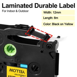 Pack of 4 Upwinning TZe-631 Compatible with Brother P-touch Bands 12 mm Yellow, Replacement for Tze 12 mm TZe 631 TZe631 Aze-631 Black on Yellow for Brother PTH100R H105 H100LB D210 E110 E300