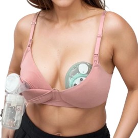 Simple Wishes Supermom T-Shirt Nursing & Hands Free Pumping Bra with Fixed Padding - Comfortable Maternity Breast Pump Bra RP40F Rose Pink