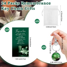 Junkin Funeral Favors for Guest Including Remember Keychain Prayer Cards Organza Bags for Memorial Celebration of Life(Dark Green,24 Sets)