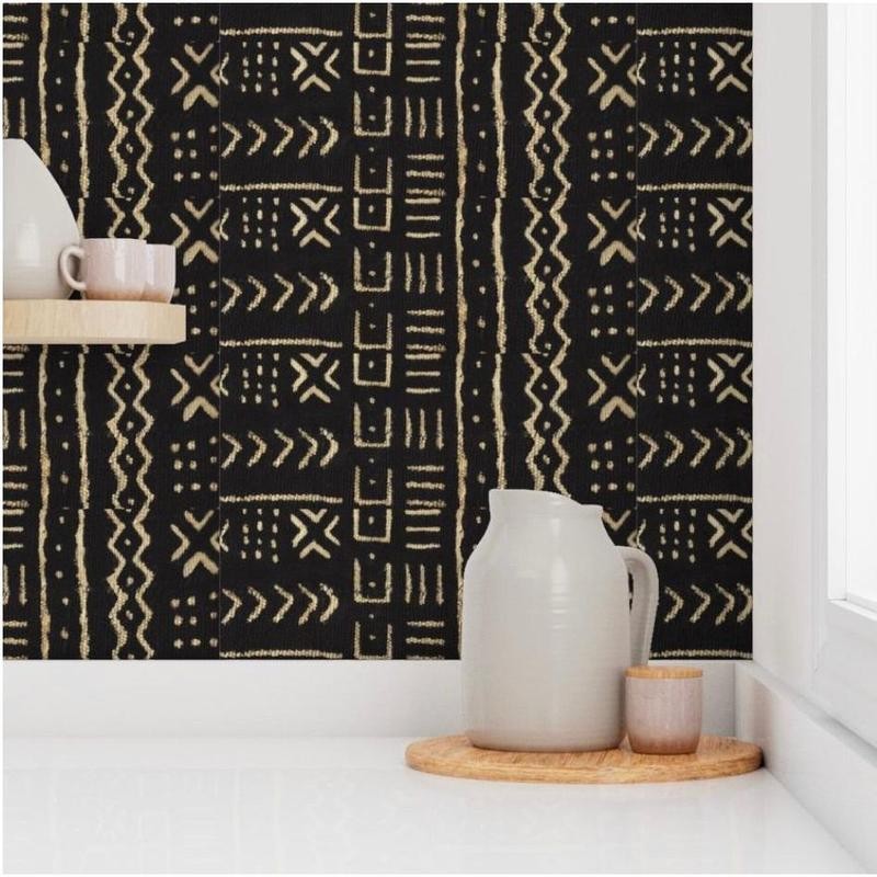 Segou Mudcloth-inspired Wallpaper, Bedding, and Art - Size: Standard roll