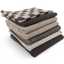 Ecovask Daily Use Dish Cloth 7pc Variety Pack Organic Cotton, Sienna Brown