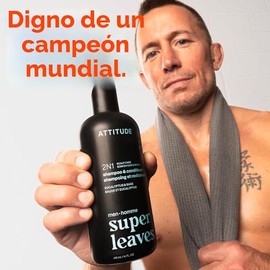 ATTITUDE Champú y acondicionador 2 en 1 para hombre, cuidado del cuero cabelludo para la acumulación y el cabello graso, refresca con extracto de ment