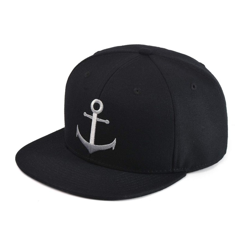 Bexxwell Snapback Cap Black with Anchor (Optimal Fit, Cap, Black,