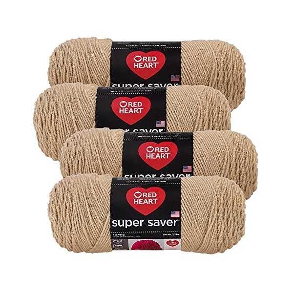Red Heart Super Saver Yarn (4-Pack of 7oz Skeins) (Buff)