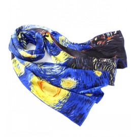 prettystern Women's Silk Scarf Van Gogh Painting Art Prints - P514 - Starry Night