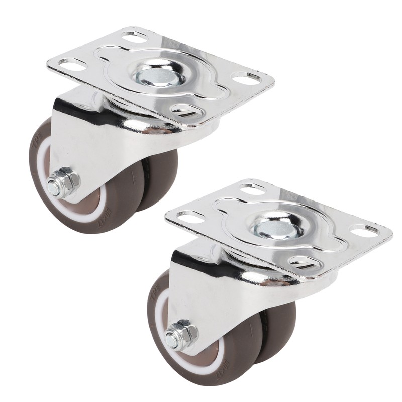 2pcs Caster Wheels Silent 360° Rotation Brake Free TPR Soft
