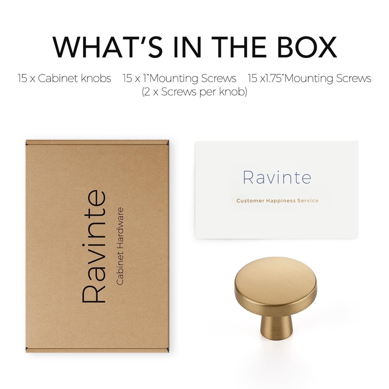 Ravinte 15 Pack Drawer Pulls 1-1/4 Inch Kitchen Cabinet Knobs
