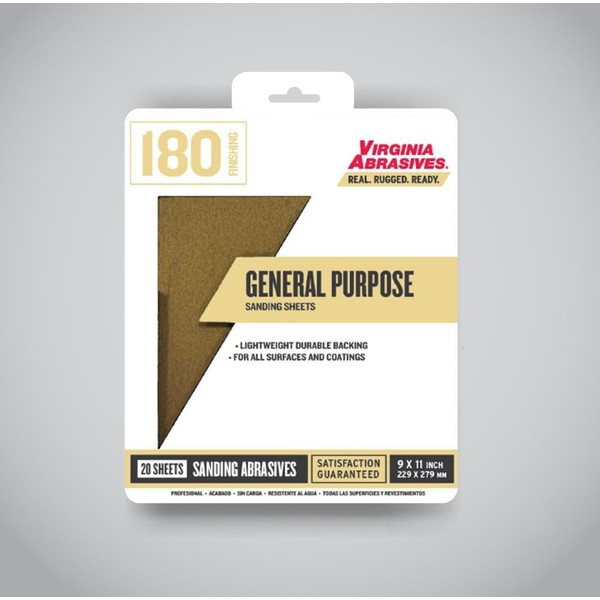 Virginia Abrasives 9” x 11” General Purpose Sanding Sheets; 20