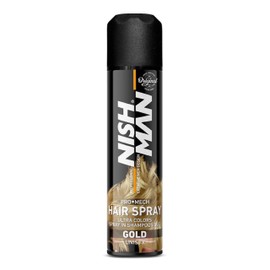 Nish Man Temporary Hair Colour - Nishman Unisex Pro Mech Hair Styling Colour Spray - ultimate coloured hair spray wash out kids & adults (Gold)
