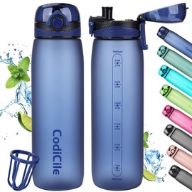 CodiCile Drinking Bottle 1 L, Water Bottle 1 L BPA-Free, Leak-Proof 1 Litre Drinking Bottle, Tritan Sports Bottle with Filter for Fitness, Running, School, Outdoors, Blue
