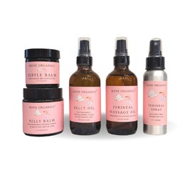 Irene Organics Belly Bundle - Organic Belly Balm and Natural Belly Oil for Pregnancy Stretch Marks and Scars (5 piece set - SM)