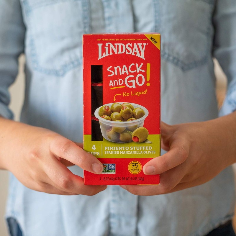 LINDSAY Snack and Go Pimiento Stuffed Spanish Manzanilla Olives, Case