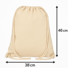 Cotton Gym Bag, 38 x 46 cm, Oeko-Tex® 100 Certified, Sports Bag with Drawstring, Sustainable Cotton Bag for Sports, School, Festivals & Leisure, Unisex, Washable & Can be Painted