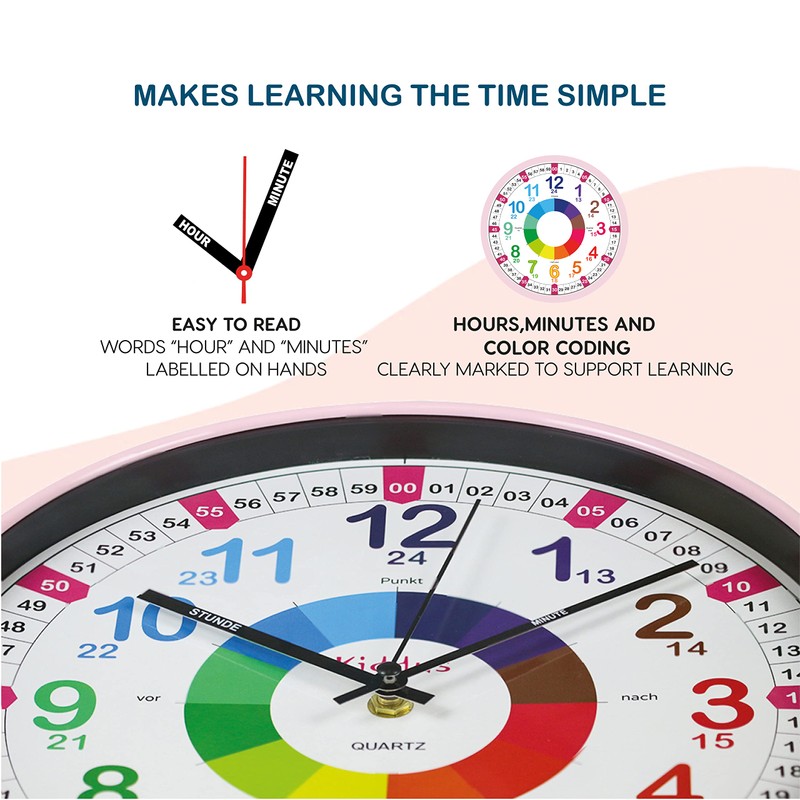 Kiddus Kid’s Wall Clock Analogue Time Teacher with Time Learning
