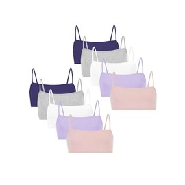 Fruit of the Loom Big Girls Training Bra, Blushing Rose/Hyacinth/Grey Heather/Blueberry/White, XL