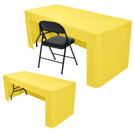 Nasitos 2 Pack 6' Fitted Tablecloth Yellow Trade Show Table Cloth-Open Back Tablecloth Washable and Wrinkle Resistant Rectangular Trade Show Table Cover for Weddings, Parties, Banquet, Baby Shower