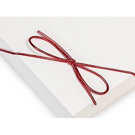 Pack Of 50, 16" Metallic Red Stretch Cord Loops W/Pre-Tied Bows Made From 1/16" Round Elastic For Jewelry Boxes