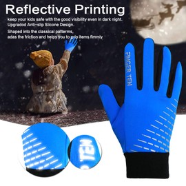FINGER TEN Kids Cycling Gloves Winter Full Finger Warm Touchscreen Running, Blue, XS, Girls Boys Glove Grip Liner Thermal for Sport Outdoor Windproof Waterproof Anti Slip