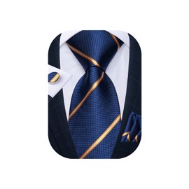 DiBanGu - Juego de gemelos cuadrados para hombre, diseño de rayas, diseño floral, para corbata, para fiestas, bodas, negocios, Azul marino, Talla única