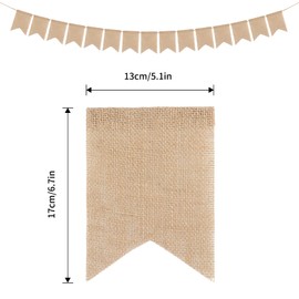 jijAcraft 4.4M Rustic Burlap Banner Bunting,Burlap Flags Hessian Banner 13X18CM Outdoor Linen Bunting for Wedding Favours,Baby Showers,Room or Garden Decorations(15PCS)