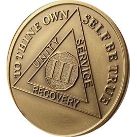 3 Year AA Medallion Premium Bronze Sobriety Chip Serenity Prayer Back