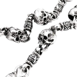 UNIQSUM Heavy Skull Wallet Chain Ethnic Biker Punk Key Jean Chain SJ34S (Silver)