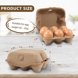 DecarDamai 40 Pack Half Dozen Egg Cartons Bulk 6 Count, Empty Natural Paper Pulp Egg Cartons Reusable, Strong Sturdy Design Made from Natural Cardboard.