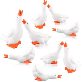 MHYGKTXRA 9pcs Tiny Garden Goose Fairy Garden Accessories: White Goose Miniature Figurine Decoration for Mini Garden Micro Landscape Terrarium