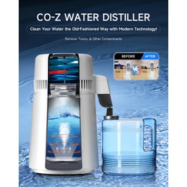 CO-Z 1.1 Gallon Water Distiller, 4L Distilled Water Machine with Timer & Reservation, 750W Distilled Water Maker for Drinking Water Purification, Countertop Water Distiller for Home Office Travel More