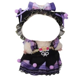 Kefeier Cute Doll Clothing Set for 17cm Dolls, Outfit Set Black Purple Hat ,Skirt,Purple Bow Headband,Black Shoes,Stylish Fan Set(07la)