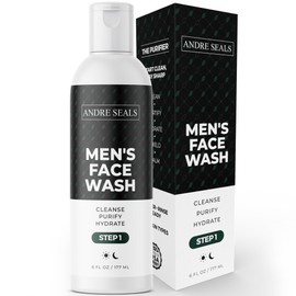 Andre Seals Men’s Face Wash | Activated Charcoal Deep Cleanse Facial Cleanser | Hydration with Organic Aloe & Coconut | Non-Drying, Skin-Safe | All Ages & Skin Types