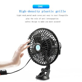 Cooling Fan with 2 Speed Switch, Black Metal Fan, Car Fan, Use for Auto, Truck, RV, Car, Boat and Buses(12V/24V)