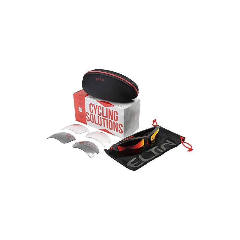 Eltin Motive Brille Sport, Unisex Erwachsene Einheitsgröße schwarz/rot