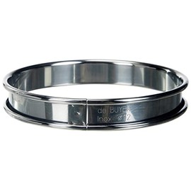 De Buyer Circular Tart Frame with Rolled Edge, Stainless Steel, Height 2cm Diameter 12 cm, stainless steel, gray, 12 cm