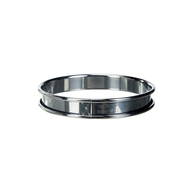 De Buyer Circular Tart Frame with Rolled Edge, Stainless Steel,