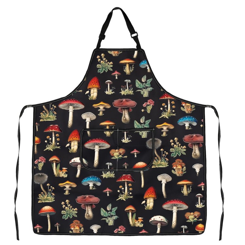 WSNANG Mushroom Apron with Pockets Mushroom Kitchen Cooking Apron Gardening