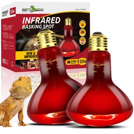 REPTI ZOO 150W Infrared Heat Lamp Bulb for Reptile, 2 Pack Infrared Basking Spot Light for Reptiles & Amphibian,Bearded Dragon, Leopard GeckoTurtle,Lizard, Chickens | Pet Brooders Heat Lamp