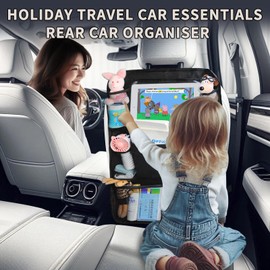 COFSODI Backseat Car Organizer with Touch Screen Tablet Holder, Storage Pockets, Foldable Food Tray, Kick Mats Back Seat Protector, Travel Accessories for Kids and Adults (Rear Seat Organizer-2pc)