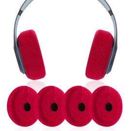 JARMOR Earpads Sweater Cover Protectors with Stretchable Knit Fabric for Beats Studio 3/2 Bose QC35 25 15 Headphones and Other Headsets with 3-4 Inch Ear Cushions [ 2 Pairs ] (Red)