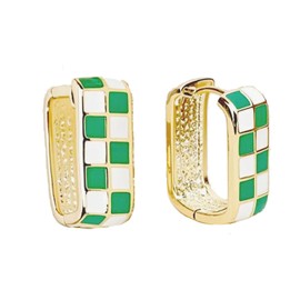 Checkered Hoop Earrings for Women Enamel Oval Hoop Earrings Small Hoop Cartilage Earrings Black and White Earrings for Women Men Jewelry, Small, Metal, No Gemstone