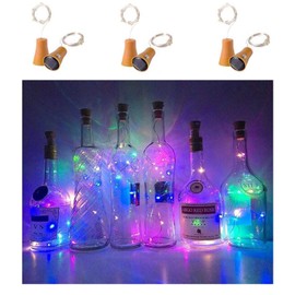 6 Pack Solar Powered Wine Bottle Lights, 20 LED Waterproof Copper Cork Solar Lights for Wedding Christmas, Outdoor, Holiday, Garden, Patio, Pathway Decor (Colorful)