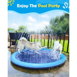 Peteast Splash Pad for Dogs & Kids, 97" Anti-Slip Doggie Splash Pad, Thicken Sprinkler Pool Summer Outdoor Water Toys Backyard Fountain Play Mat