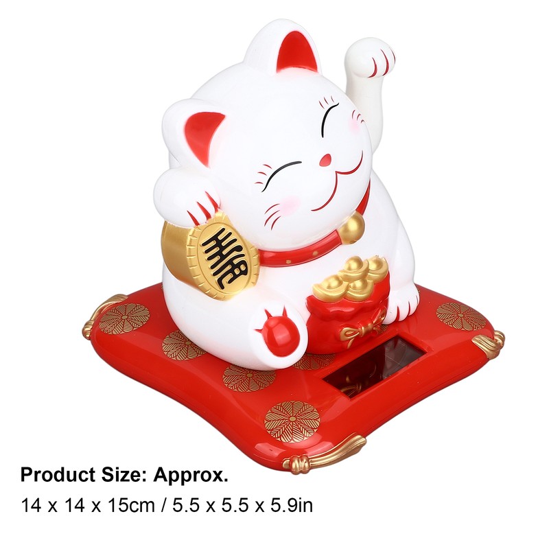 Lucky Cat Solar Powered Cute Decorative Wealth Welcoming Waving Fortune
