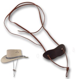 Oztrala~Chin-Strap Kangaroo Leather Jacaru Australian Mens Cowboy Hat Chinstrap (TAN)
