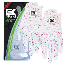 Golf Gloves Men Left Hand Right Handed Golfer Leather Value 2 Pack with Ball Marker, USA Flag Mens Golf Glove All Weather Grip Small Medium ML Large XL (White, Large (Worn On Left Hand))