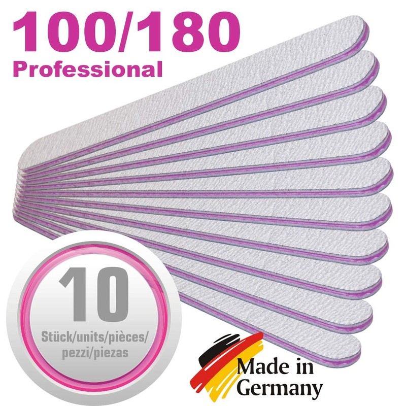 Pack of 10 Professional Zebra File Straight 100/180 - Nail