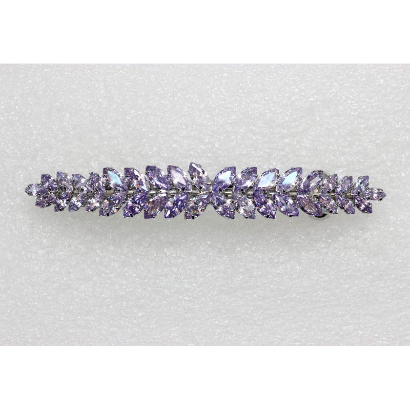Faship Gorgeous Lavender CZ Crystal floral Hair Barrette Clip