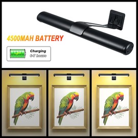 LIXADA Wireless Picture Light Rechargeable,Magnetic Wall Art Painting Light Touch Battery Operated Light with Remote Stepless Dimming Display Lamp for Frame Gallery,Artworks,Bathroom,Kitchen,Cabinet