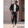 ABEWIP Men's Japanese Kimono Set Chinese Style Printed Open Front